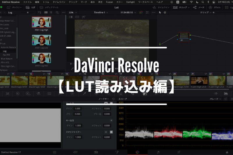 「【DaVinci Resolveの使い方】LUTの読み込み方法」のアイキャッチ画像